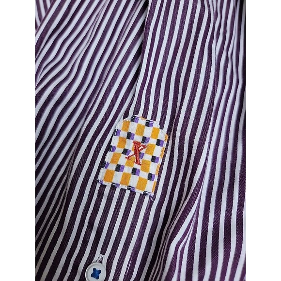 Robert Graham Shirt Mens 2XL Brown Stripe Flip Cuffs Blue Ribbon Long Sleeve - Picture 6 of 13